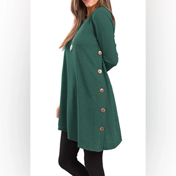 C NWT iGenjun Women’s Small Asymmetrical Tunic Top Long Sleeve Button Side - Picture 1 of 8